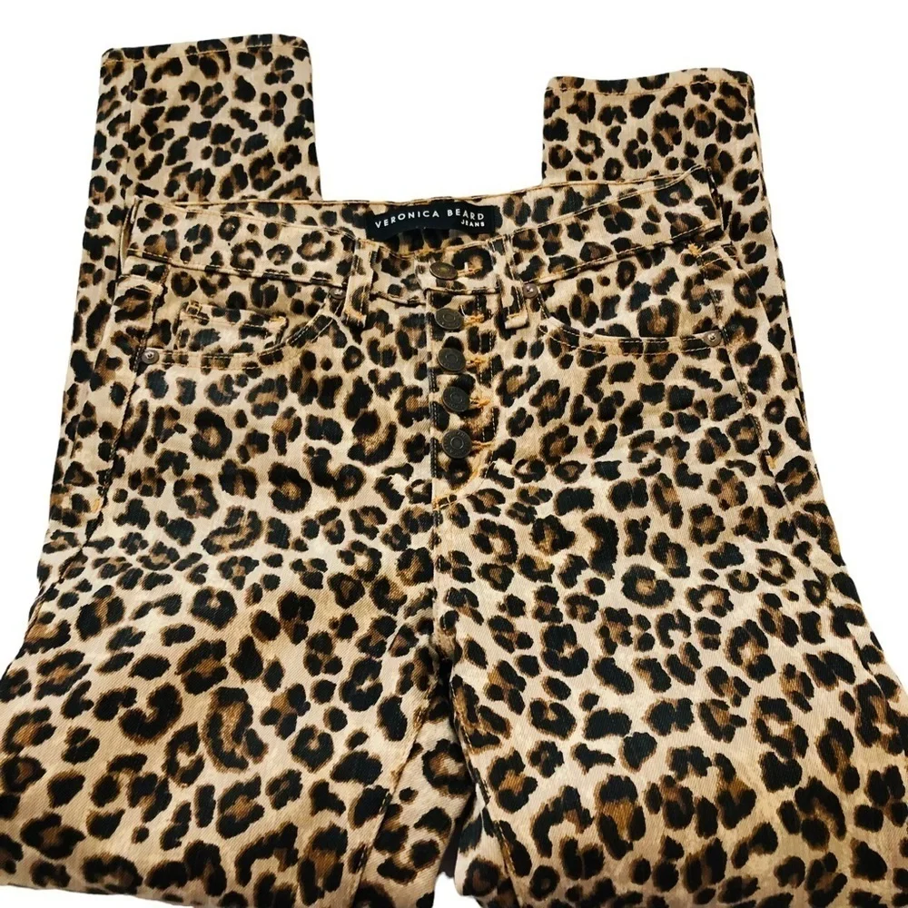 Veronica Beard Debbie 10” High Rise Leopard Cut Print Jeans Sz 24 Ankle novelty - Picture 5 of 15